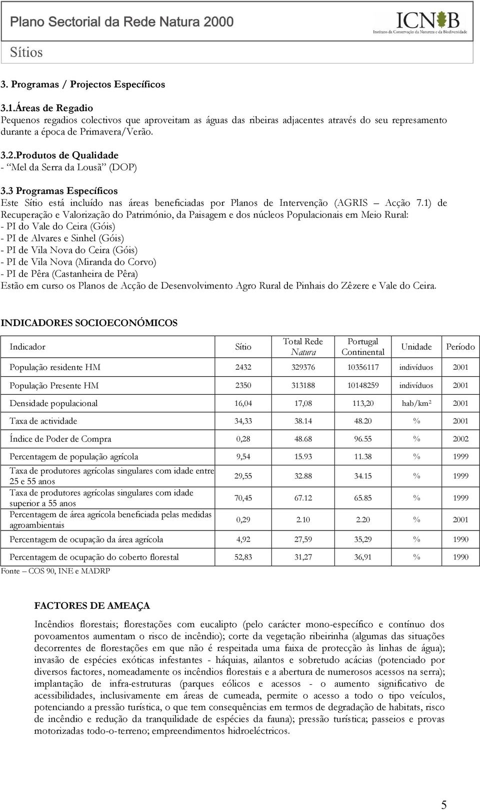 1) de Recuperação e alorização do Património, da Paisagem e dos núcleos Populacionais em Meio Rural: - PI do ale do Ceira (Góis) - PI de Alvares e Sinhel (Góis) - PI de ila Nova do Ceira (Góis) - PI