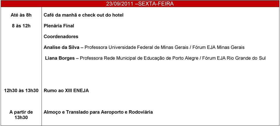 Gerais Liana Borges Professora Rede Municipal de Educação de Porto Alegre / Fórum EJA Rio Grande