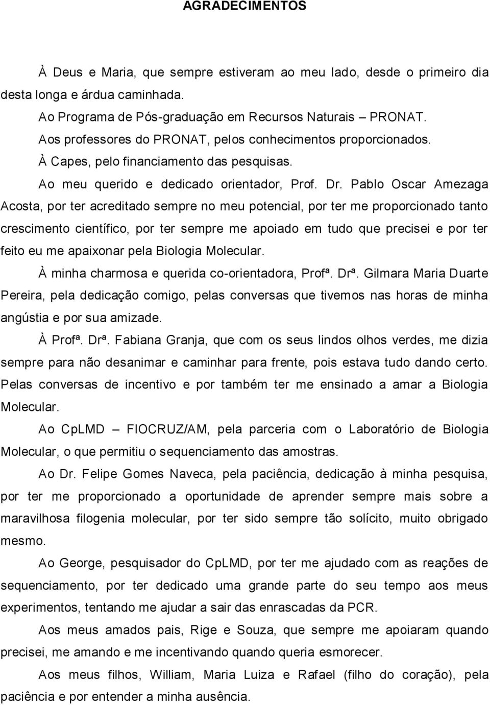 Pablo Oscar Amezaga Acosta, por ter acreditado sempre no meu potencial, por ter me proporcionado tanto crescimento científico, por ter sempre me apoiado em tudo que precisei e por ter feito eu me