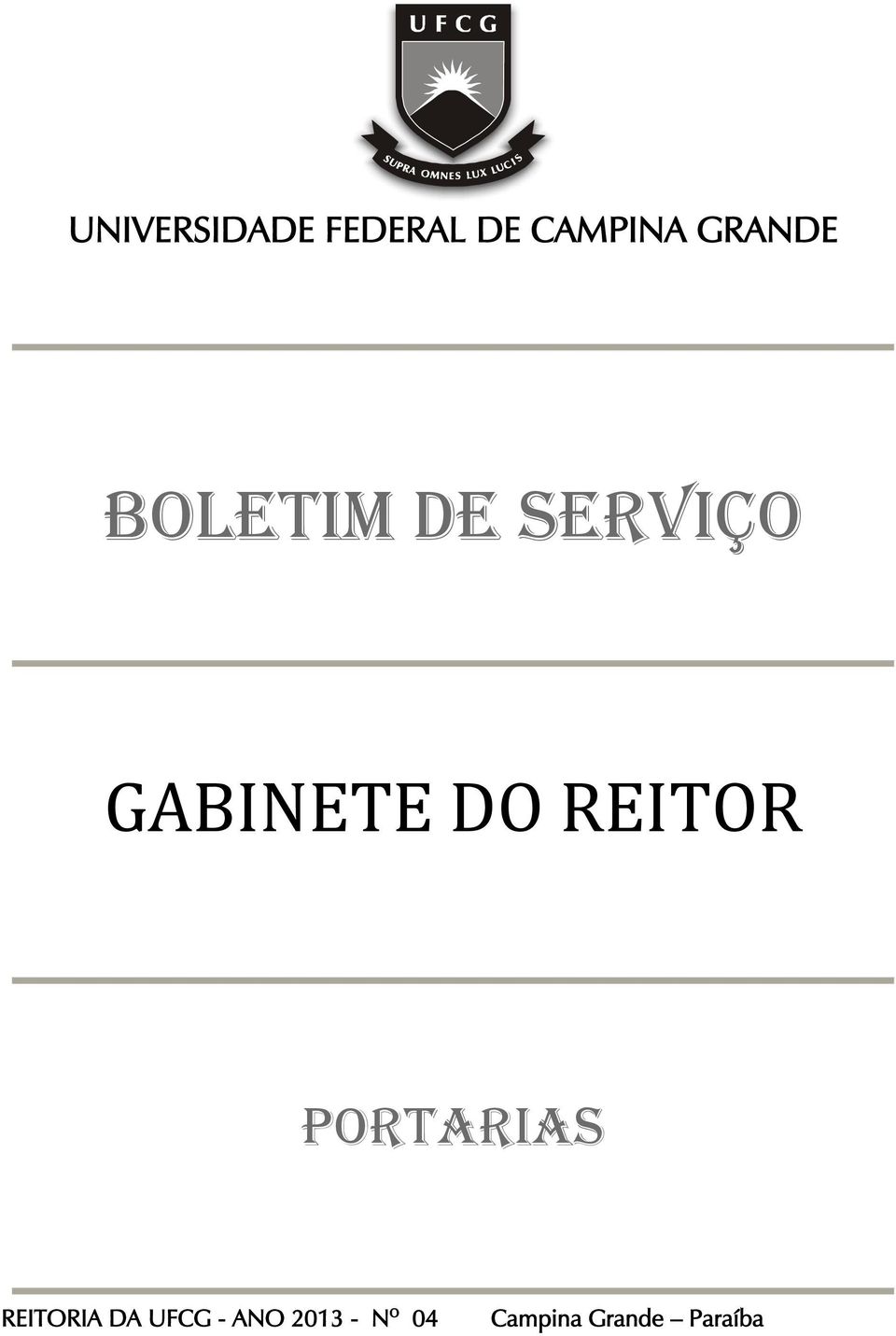 DO REITOR PORTARIAS REITORIA DA UFCG