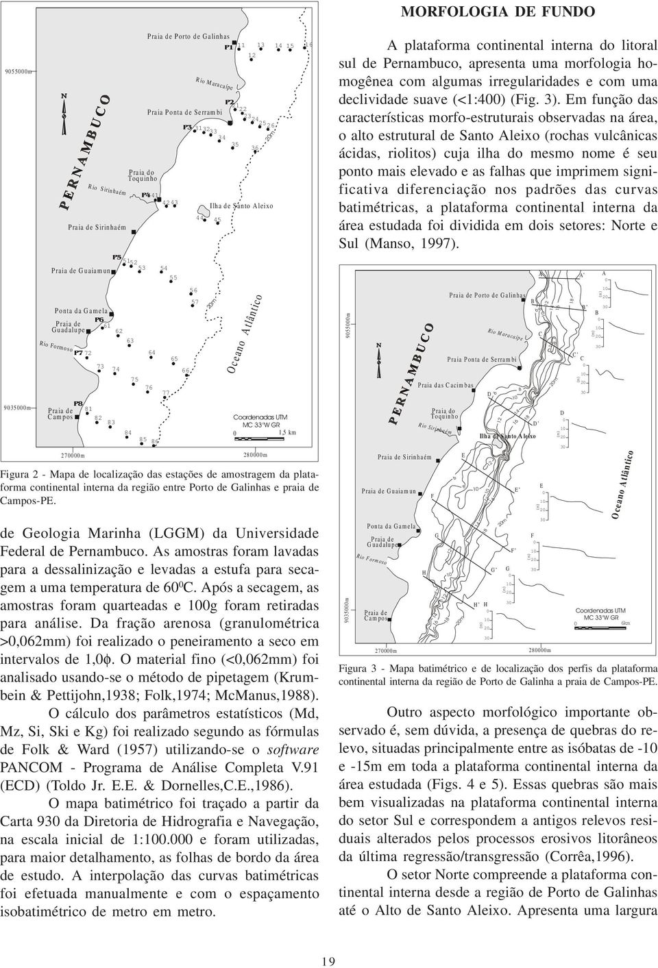 1,5 km 28m Figura 2 - Mapa de localização das estações de amostragem da plataforma continental interna da região entre Porto de Galinhas e praia de Campos-PE.