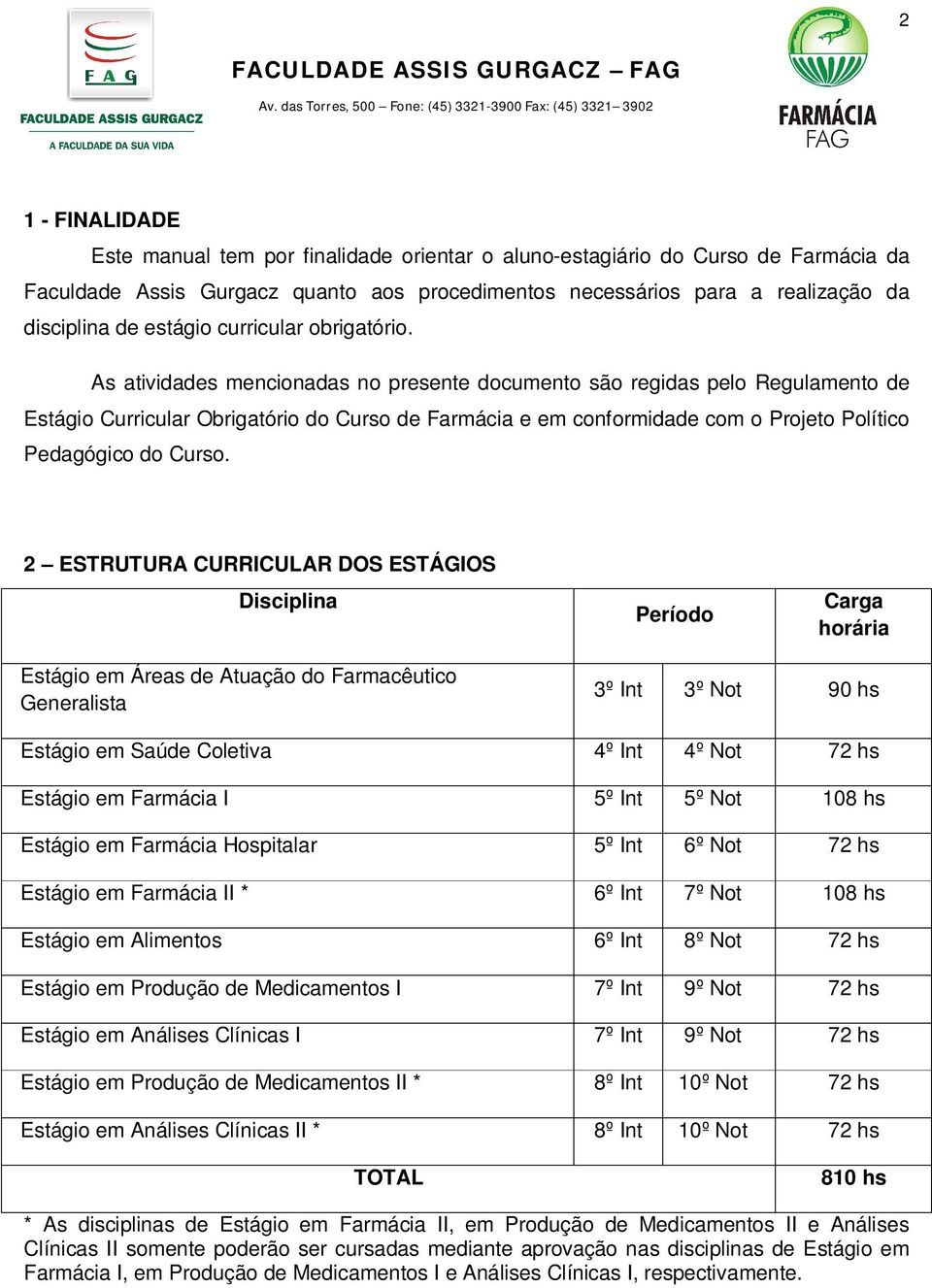 procedimentos necessários para a realização da disciplina de estágio curricular obrigatório.