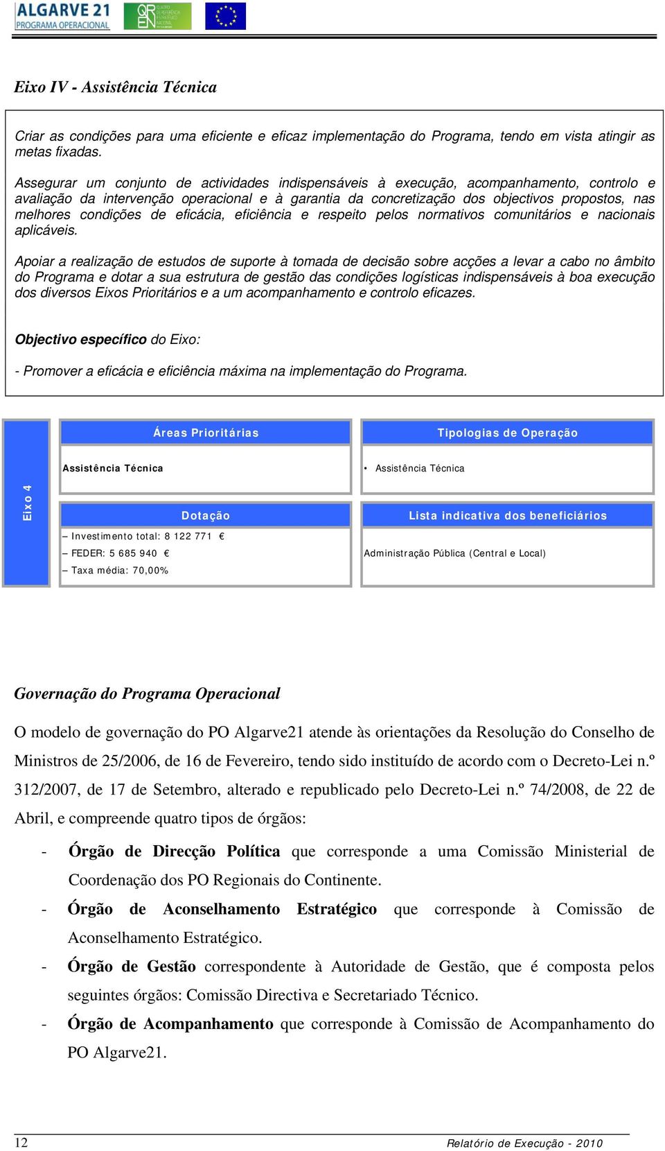 condições de eficácia, eficiência e respeito pelos normativos comunitários e nacionais aplicáveis.