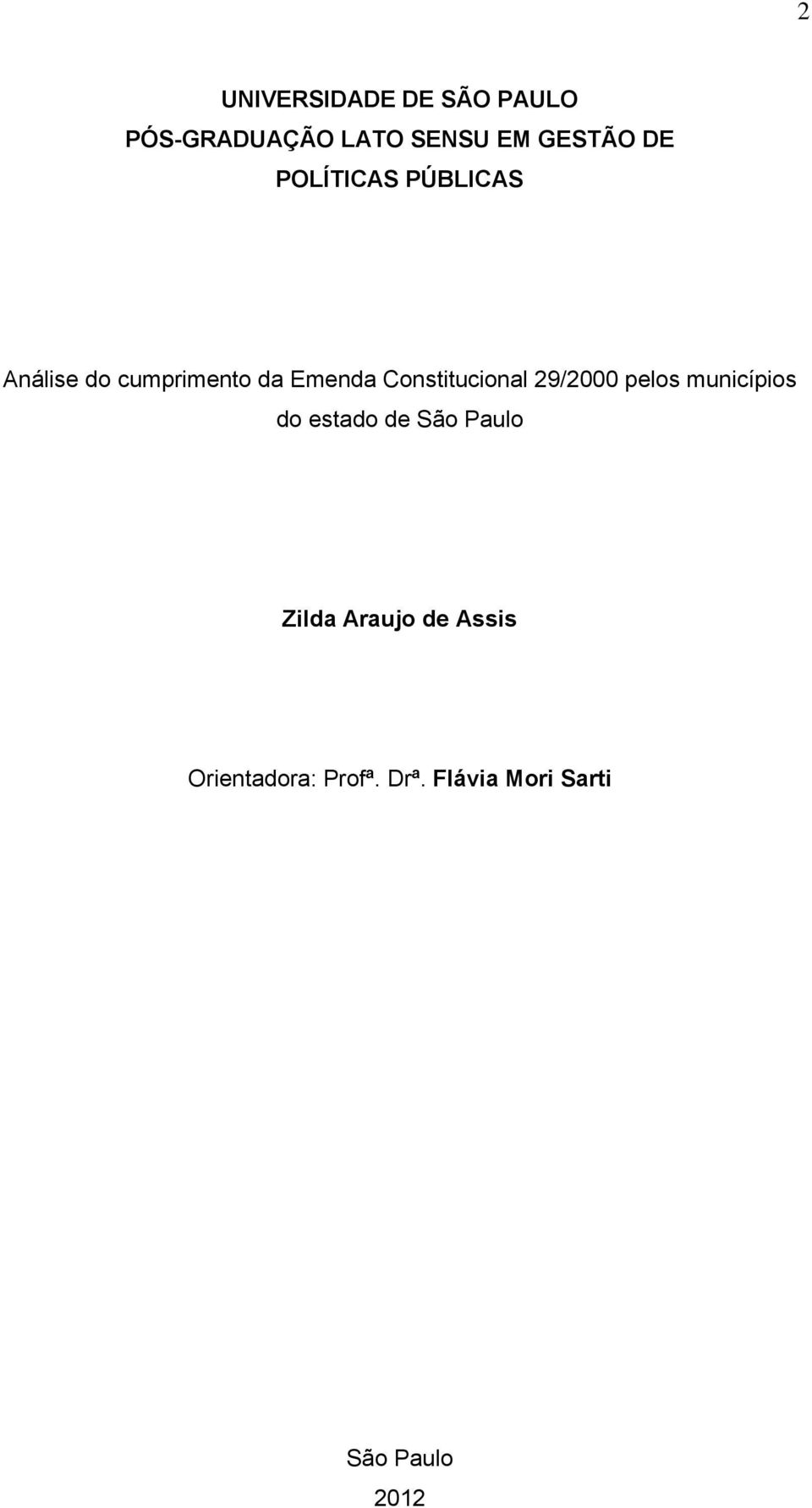 Constitucional 29/2000 pelos municípios do estado de São Paulo