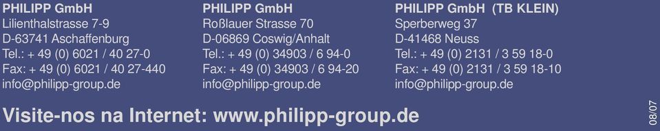 de PHILIPP GmbH Roßlauer Strasse 70 D-06869 Coswig/Anhalt Tel.