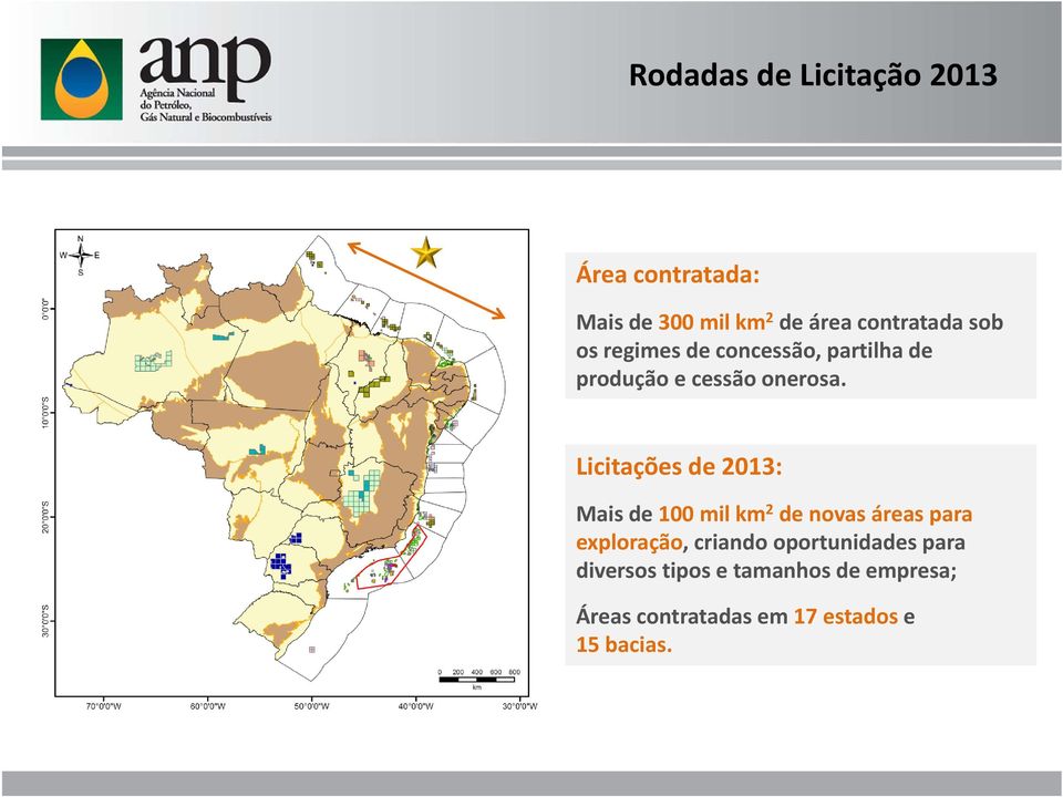 Licitações de 2013: Mais de 100 mil km 2 de novas áreas para exploração, criando