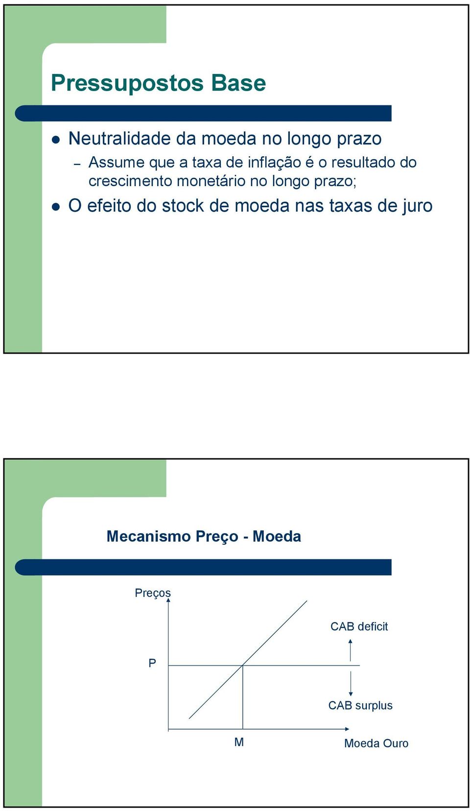 no longo prazo; O efeito do stock de moeda nas taxas de juro