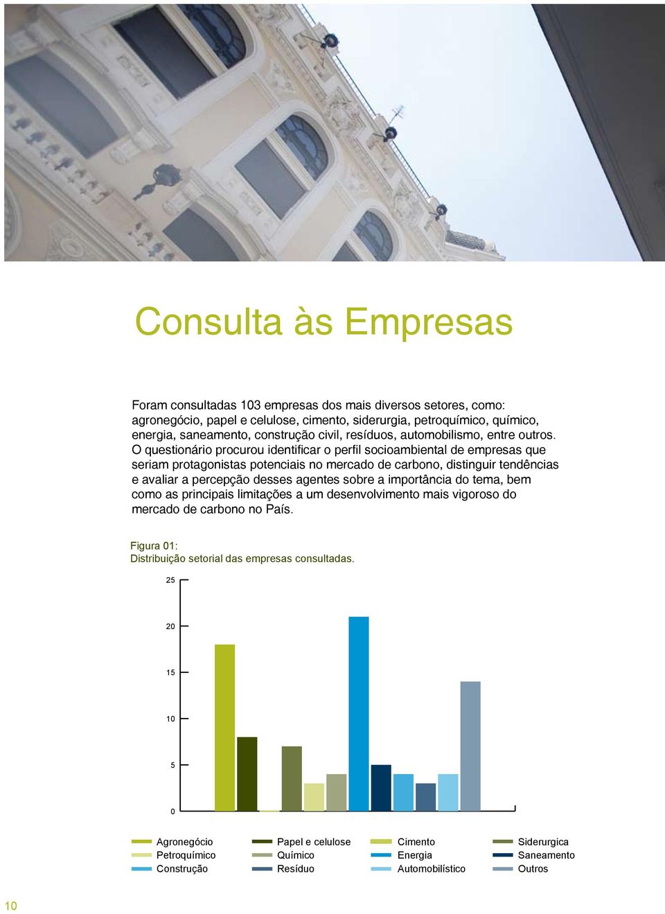 O questionário procurou identificar o perfil socioambiental de empresas que seriam protagonistas potenciais no mercado de carbono, distinguir tendências e avaliar a percepção desses agentes sobre a