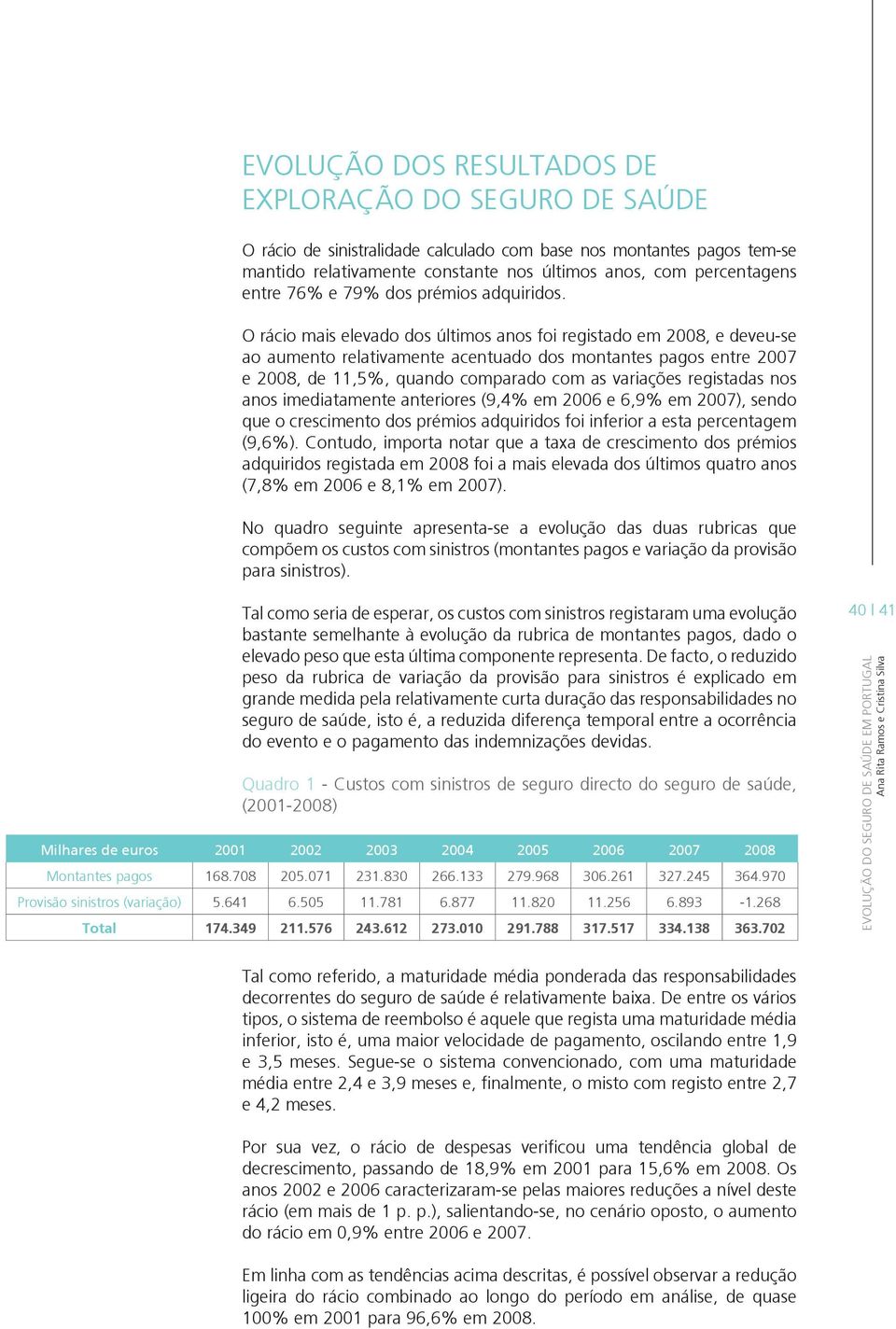 O rácio mais elevado dos últimos anos foi registado em 2008, e deveu-se ao aumento relativamente acentuado dos montantes pagos entre 2007 e 2008, de 11,5%, quando comparado com as variações