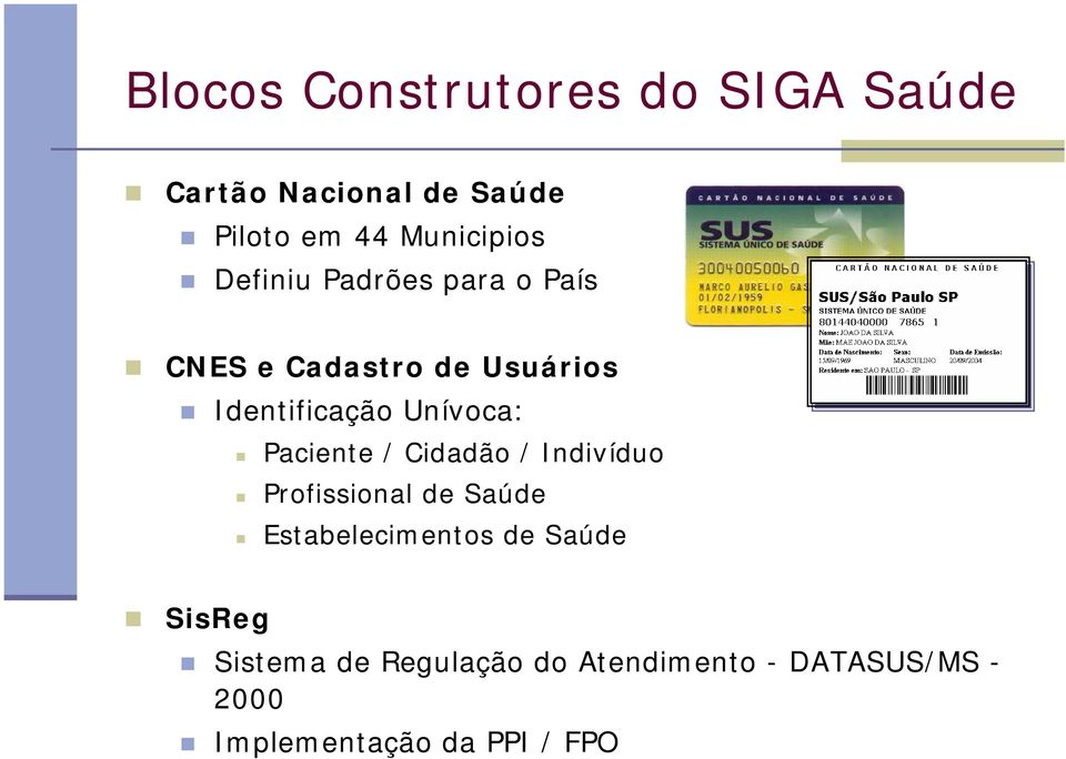 Paciente / Cidadão / Indivíduo Profissional de Saúde Estabelecimentos de Saúde