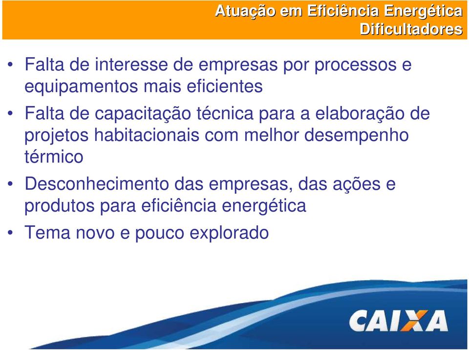 desempenho térmico Desconhecimento das empresas, das ações e produtos para