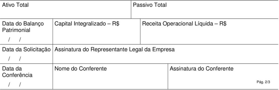 R$ Receita Operacional Líquida R$ Assinatura do Representante