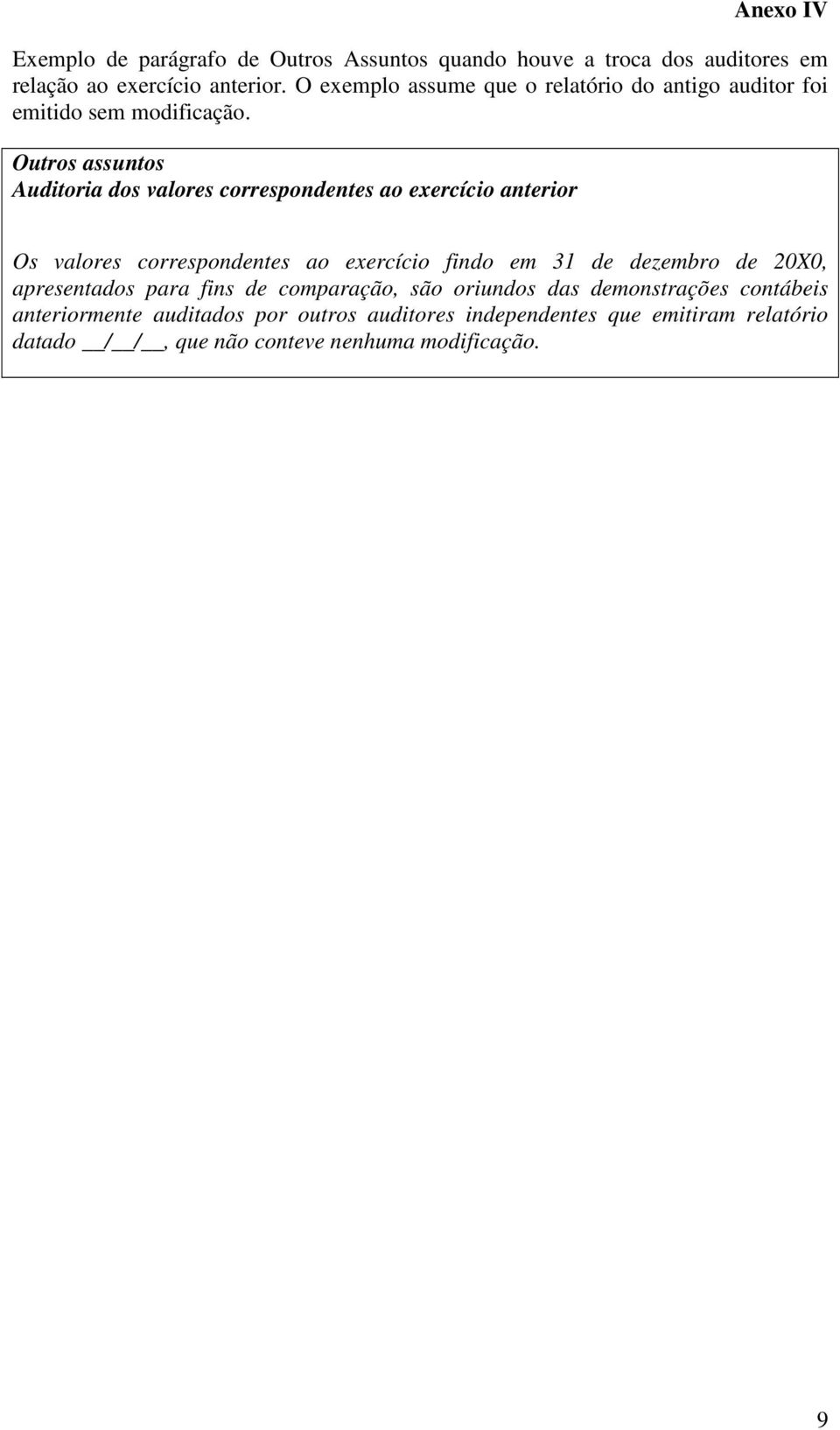 Outros assuntos Auditoria dos valores correspondentes ao exercício anterior Os valores correspondentes ao exercício findo em 31 de dezembro
