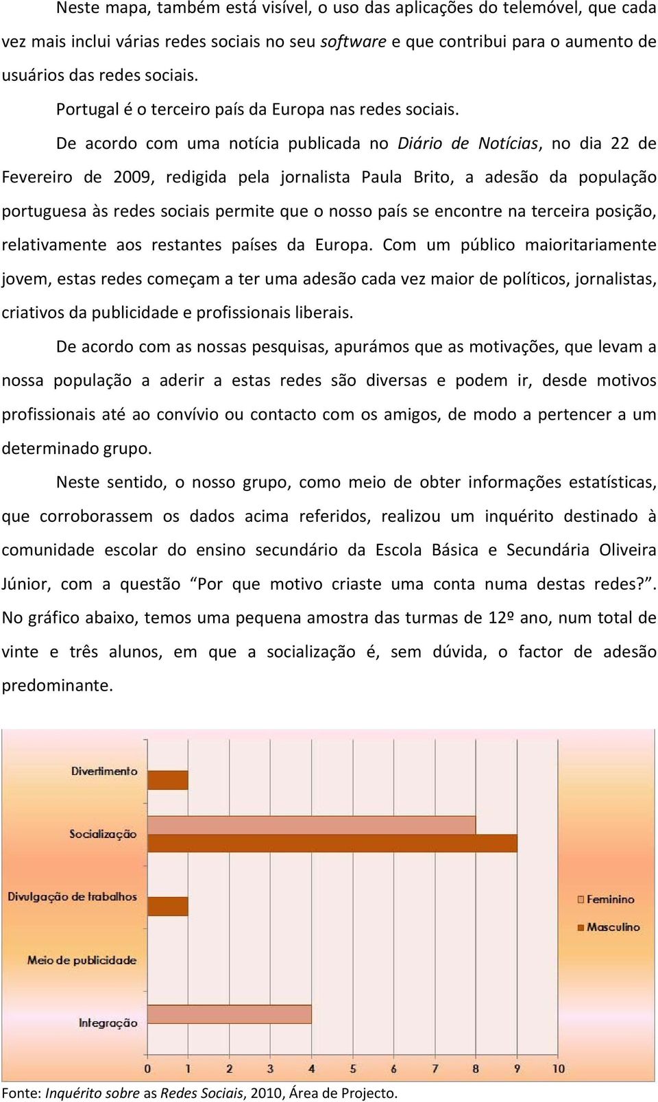 De acordo com uma notícia publicada no Diário de Notícias, no dia 22 de Fevereiro de 2009, redigida pela jornalista Paula Brito, a adesão da população portuguesa às redes sociais permite que o nosso