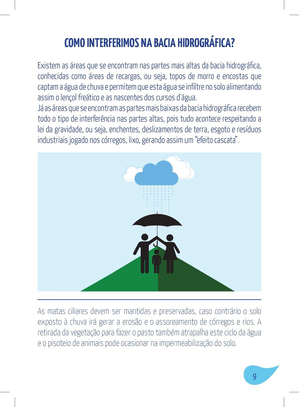 água se infiltre no solo alimentando assim o lençol freático e as nascentes dos cursos d`água.