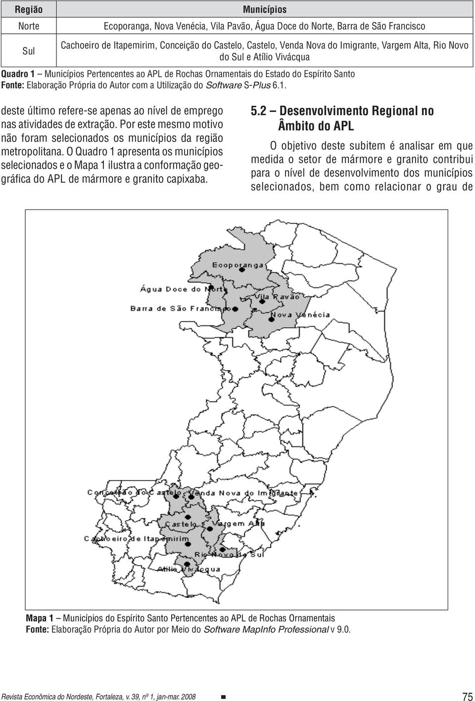 6.. deste último refere-se apenas ao nível de emprego nas atividades de extração. Por este mesmo motivo não foram selecionados os municípios da região metropolitana.