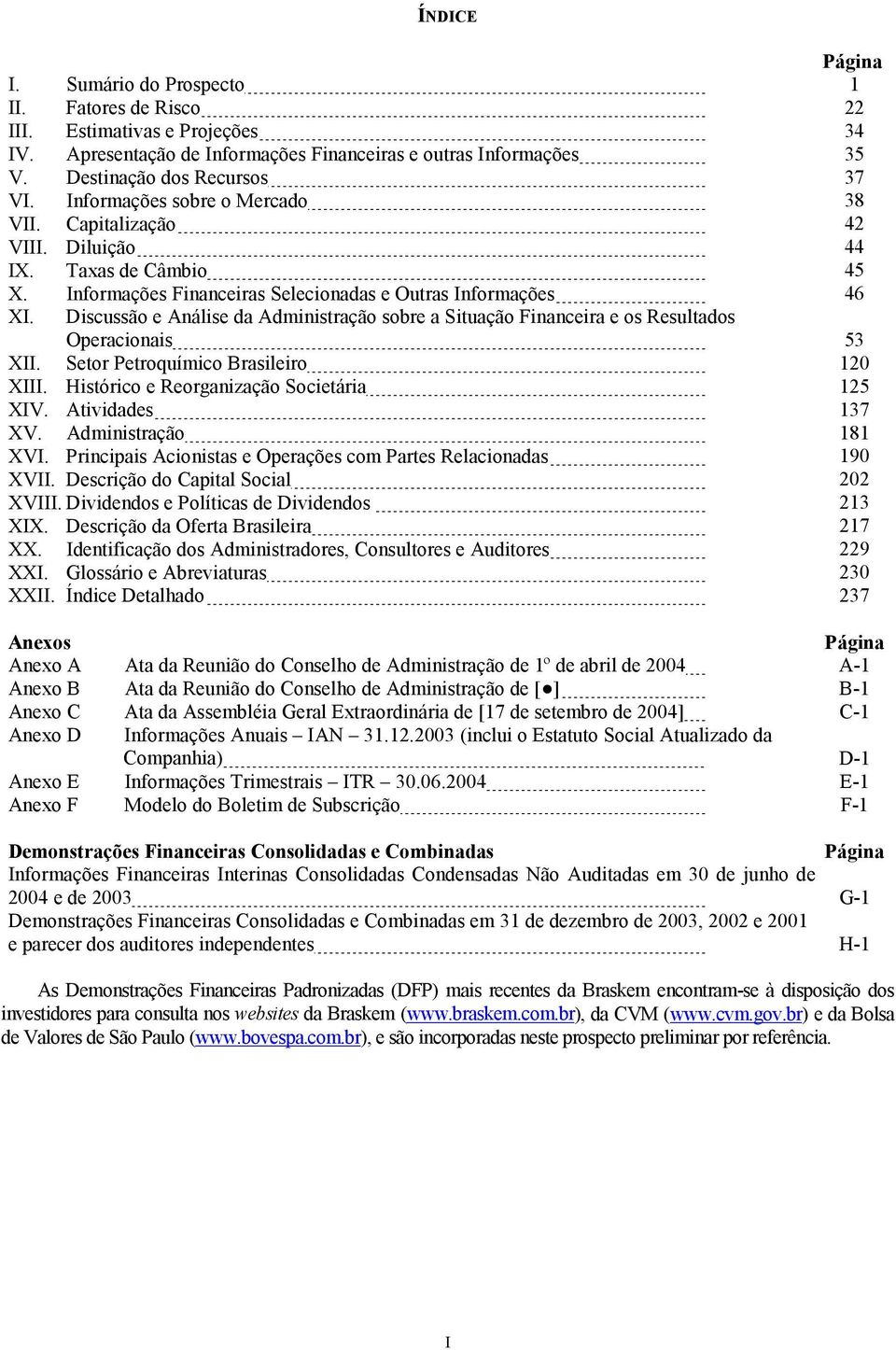 Discussão e Análise da Administração sobre a Situação Financeira e os Resultados Operacionais XII. Setor Petroquímico Brasileiro XIII. Histórico e Reorganização Societária XIV. Atividades XV.