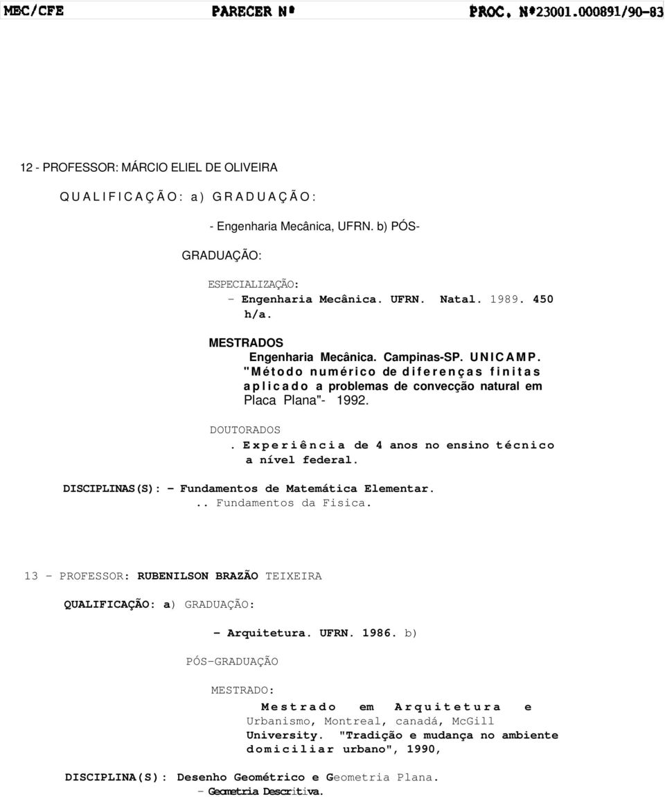 Experiência de 4 anos no ensino técnico a nível federal. DISCIPLINAS(S): - Fundamentos de Matemática Elementar... Fundamentos da Fisica.