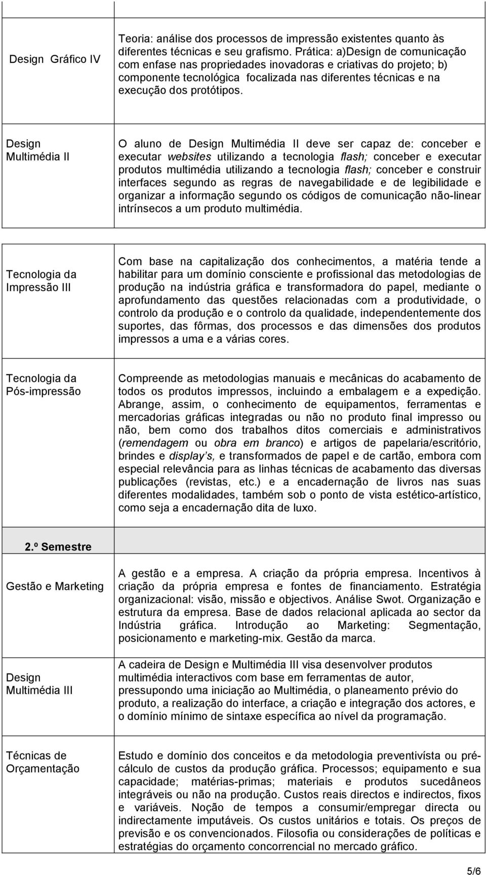 Design Multimédia II O aluno de Design Multimédia II deve ser capaz de: conceber e executar websites utilizando a tecnologia flash; conceber e executar produtos multimédia utilizando a tecnologia