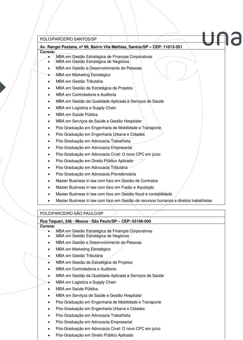 Pessoas MBA em Marketing Estratégico MBA em Gestão Tributária MBA em Gestão de Estratégica de Projetos MBA em Controladoria e Auditoria MBA em Gestão da Qualidade Aplicada à Serviços de Saúde MBA em