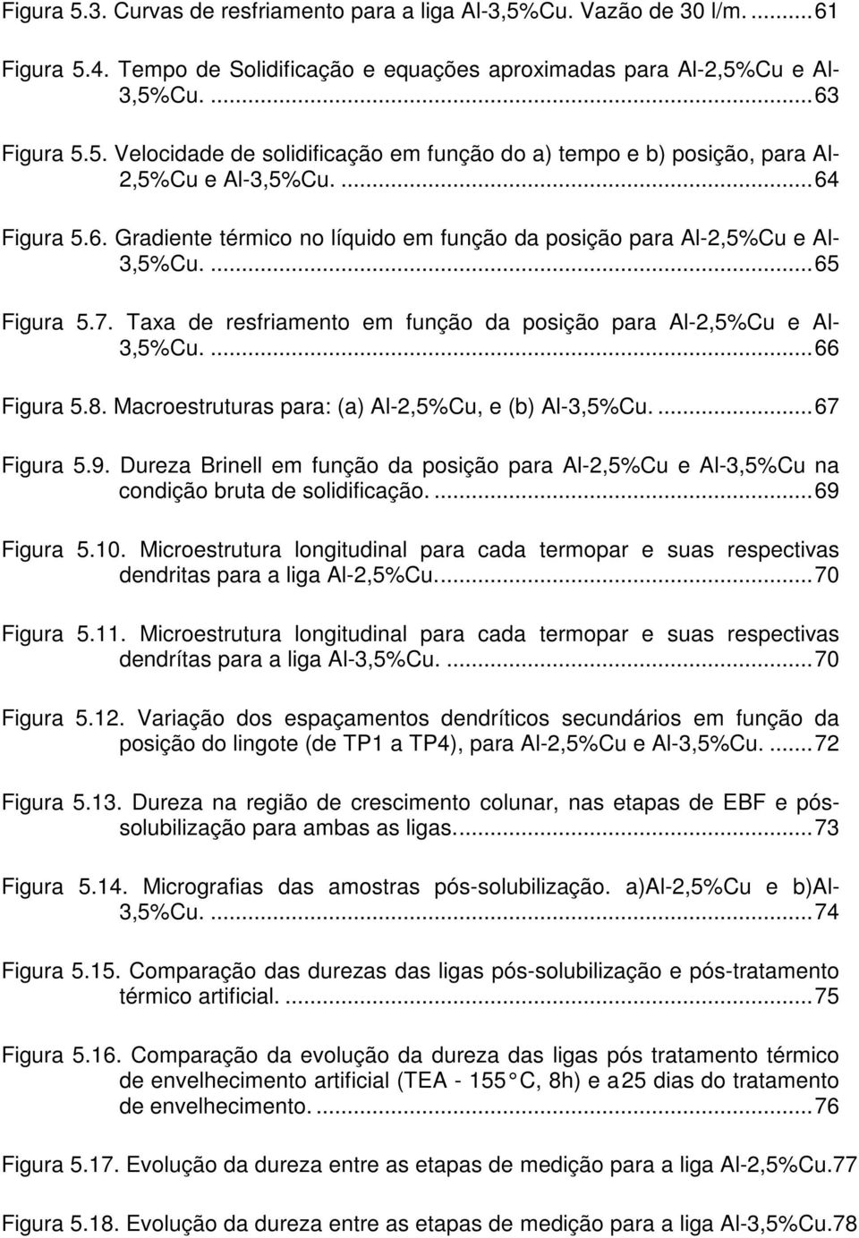 8. Macroestruturas para: (a) Al-2,5%Cu, e (b) Al-3,5%Cu.... 67 Figura 5.9. Dureza Brinell em função da posição para Al-2,5%Cu e Al-3,5%Cu na condição bruta de solidificação.... 69 Figura 5.10.