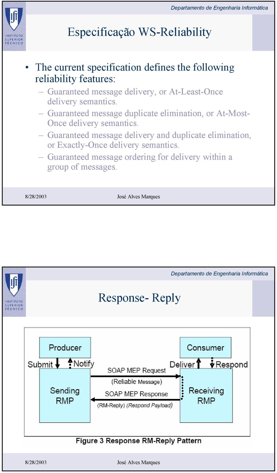 Guaranteed message duplicate elimination, or At-Most- Once delivery semantics.