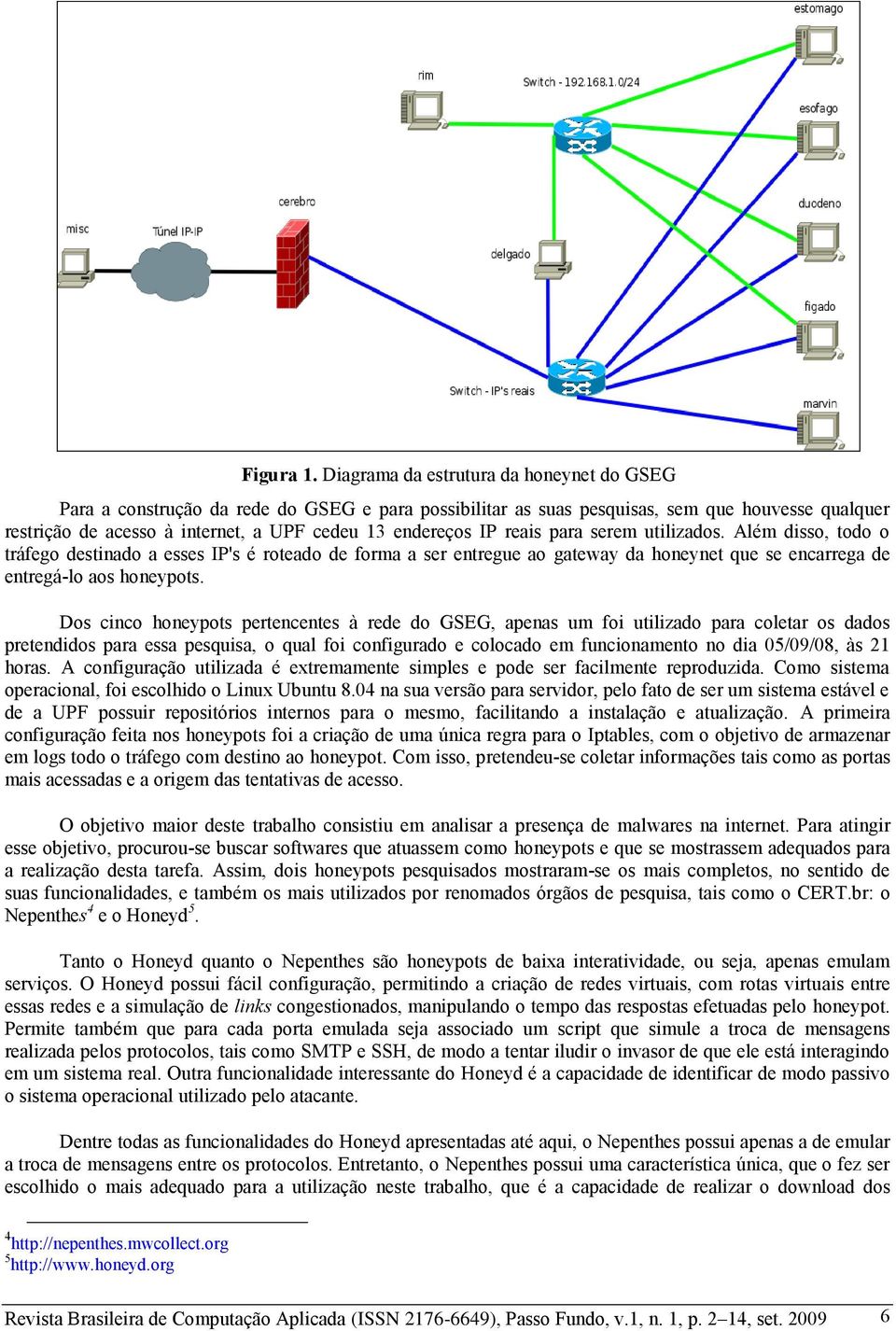 IP reais para serem utilizados. Além disso, todo o tráfego destinado a esses IP's é roteado de forma a ser entregue ao gateway da honeynet que se encarrega de entregá-lo aos honeypots.