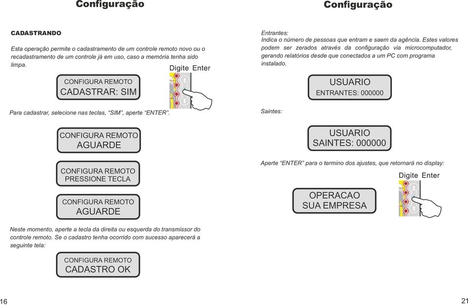 Estes valores podem ser zerados através da configuração via microcomputador, gerando relatórios desde que conectados a um PC com programa instalado.