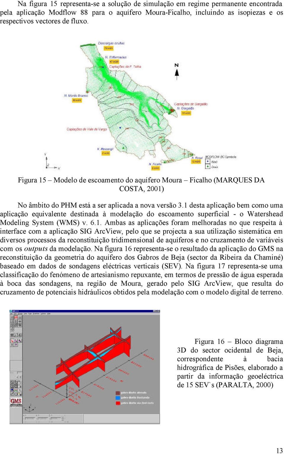 1 desta aplicação bem como uma aplicação equivalente destinada à modelação do escoamento superficial - o Watershead Modeling System (WMS) v. 6.1. Ambas as aplicações foram melhoradas no que respeita