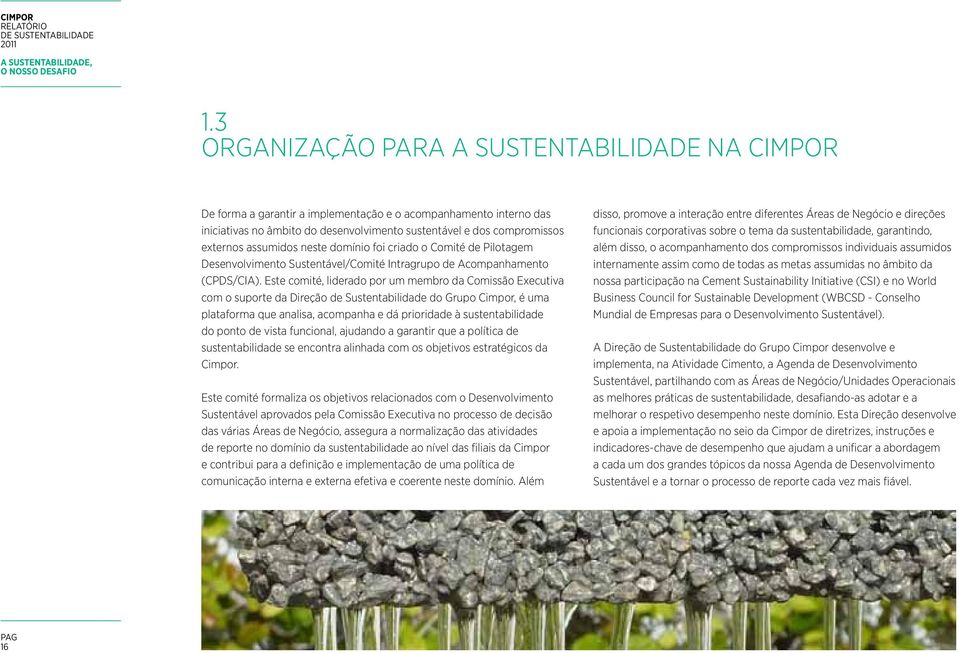 assumidos neste domínio foi criado o Comité de Pilotagem Desenvolvimento Sustentável/Comité Intragrupo de Acompanhamento (CPDS/CIA).