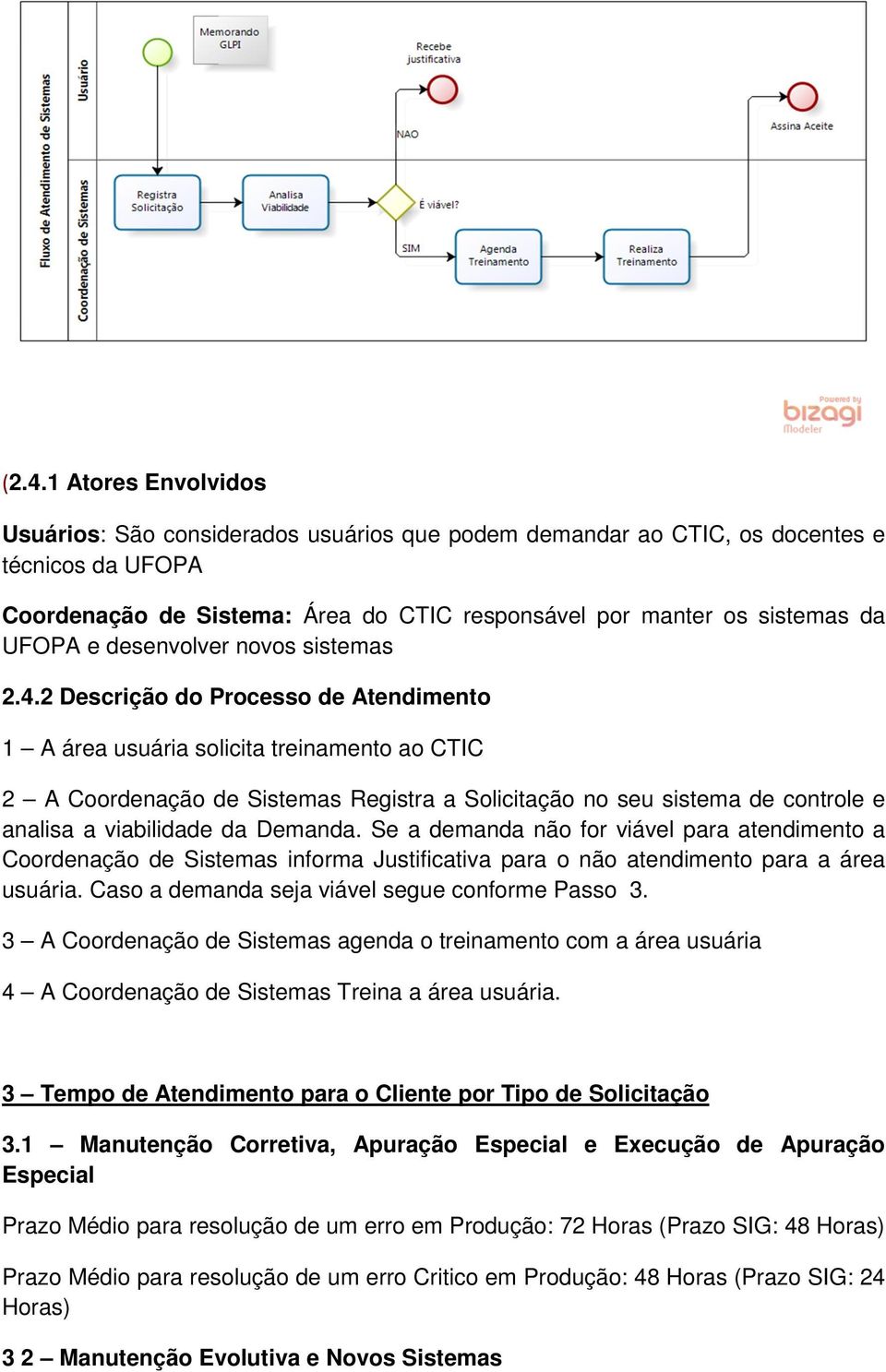 2 Descrição do Processo de Atendimento 1 A área usuária solicita treinamento ao CTIC 2 A Coordenação de Sistemas Registra a Solicitação no seu sistema de controle e analisa a viabilidade da Demanda.
