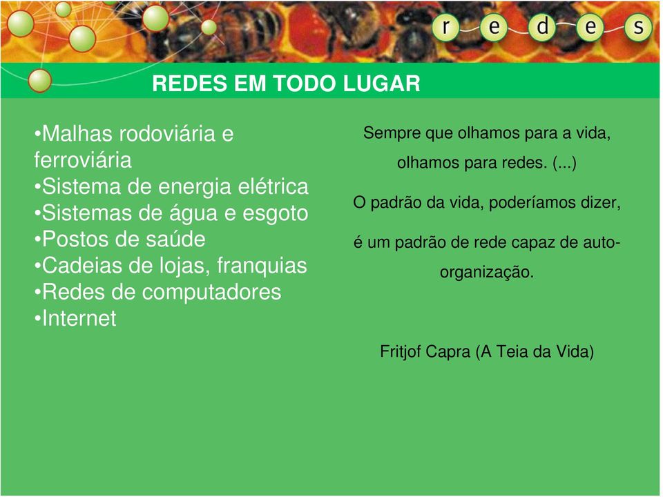 computadores Internet Sempre que olhamos para a vida, olhamos para redes. (.