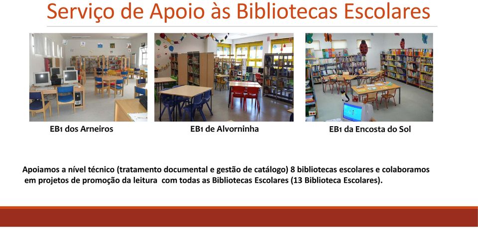 documental e gestão de catálogo) 8 bibliotecas escolares e colaboramos em