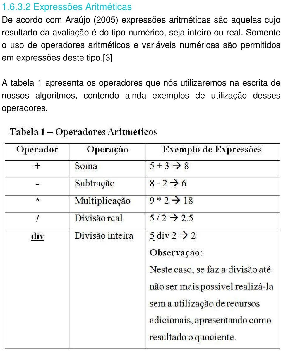 da avaliação é do tipo numérico, seja inteiro ou real.