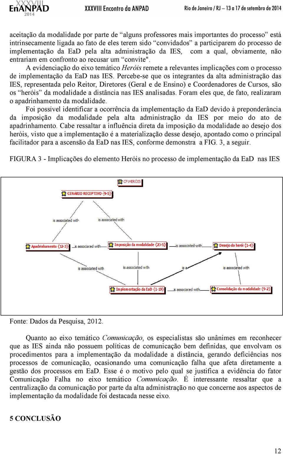 A evidenciação do eixo temático Heróis remete a relevantes implicações com o processo de implementação da EaD nas IES.