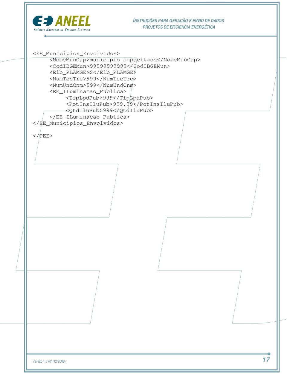 <NumUndCnm>999</NumUndCnm> <EE_ILuminacao_Publica> <TipLpdPub>999</TipLpdPub> <PotInsIluPub>999.