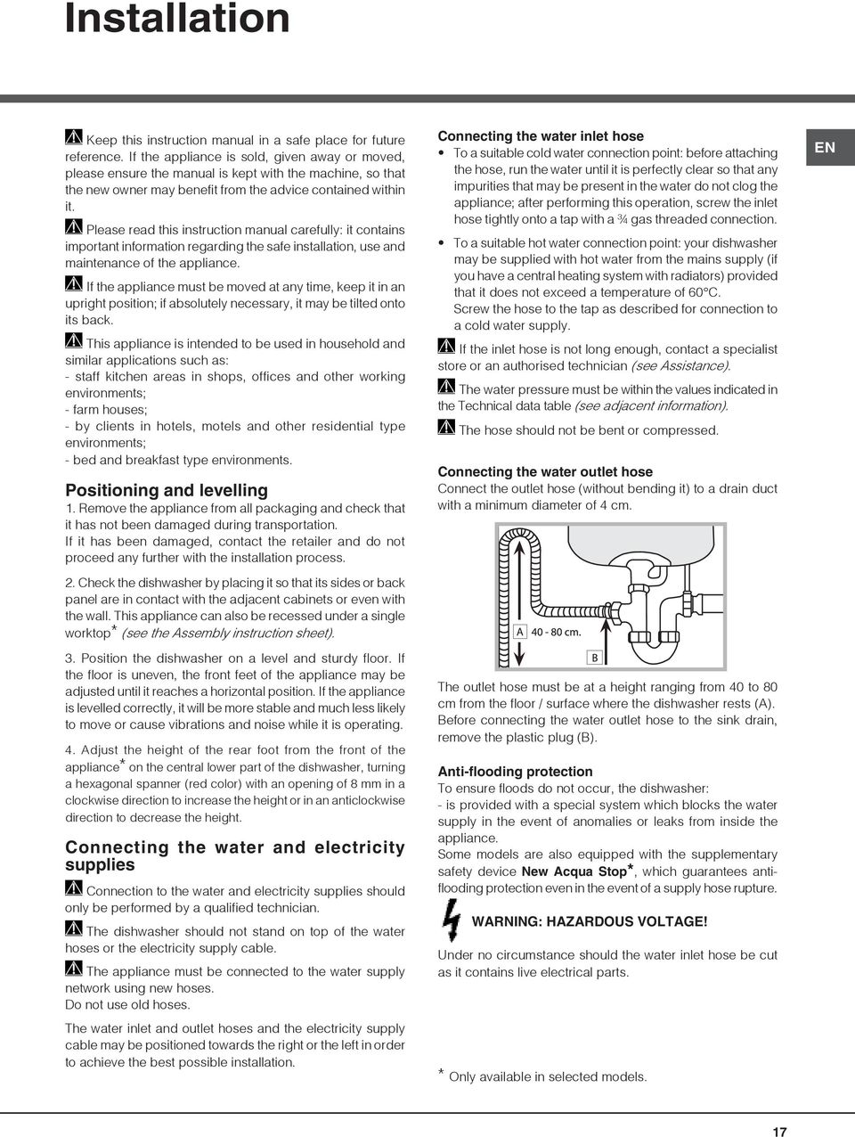 Please read this instruction manual carefully: it contains important information regarding the safe installation, use and maintenance of the appliance.