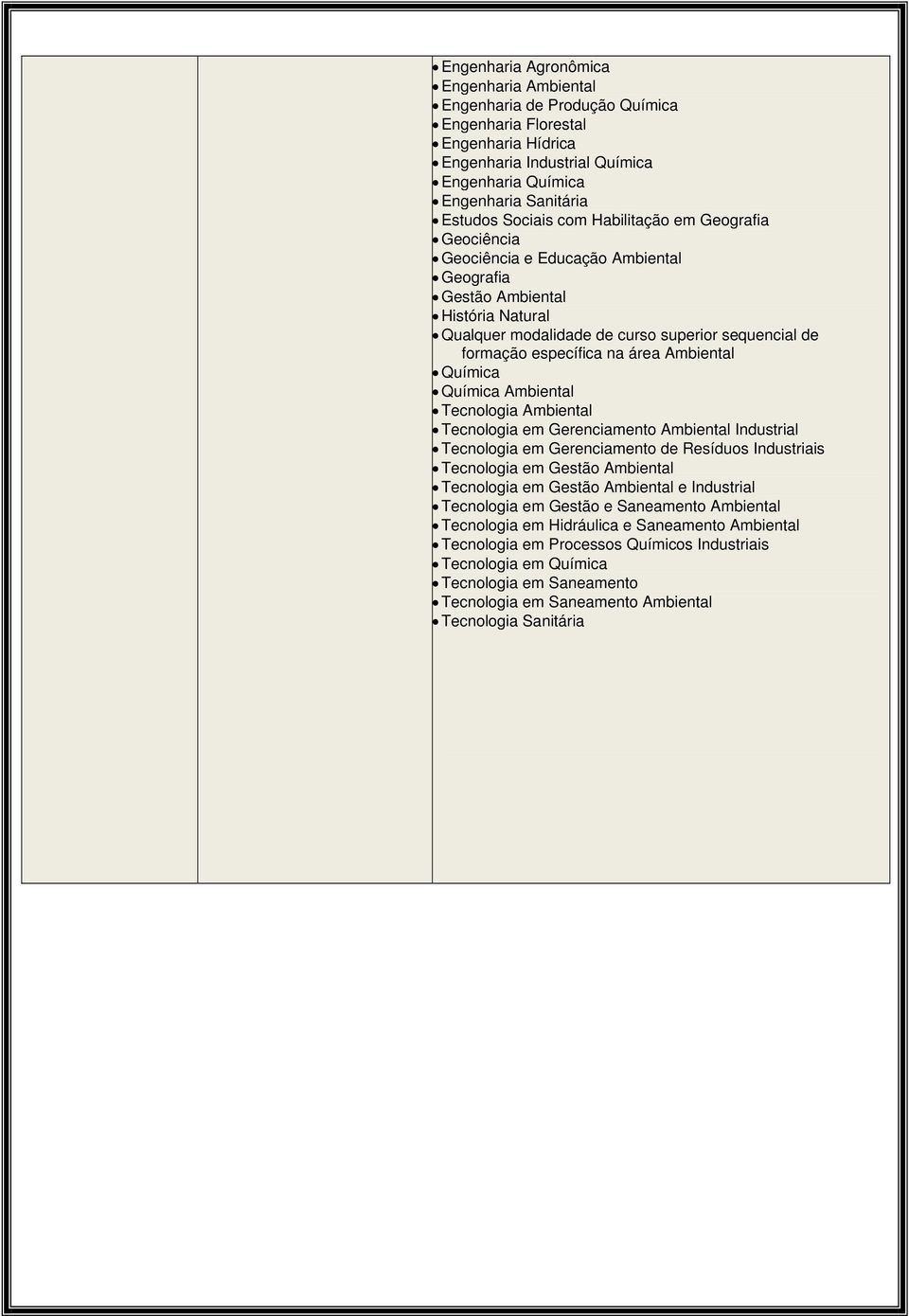 Gerenciamento Ambiental Industrial Tecnologia em Gerenciamento de Resíduos Industriais Tecnologia em Gestão Ambiental Tecnologia em Gestão Ambiental e Industrial Tecnologia em Gestão e Saneamento