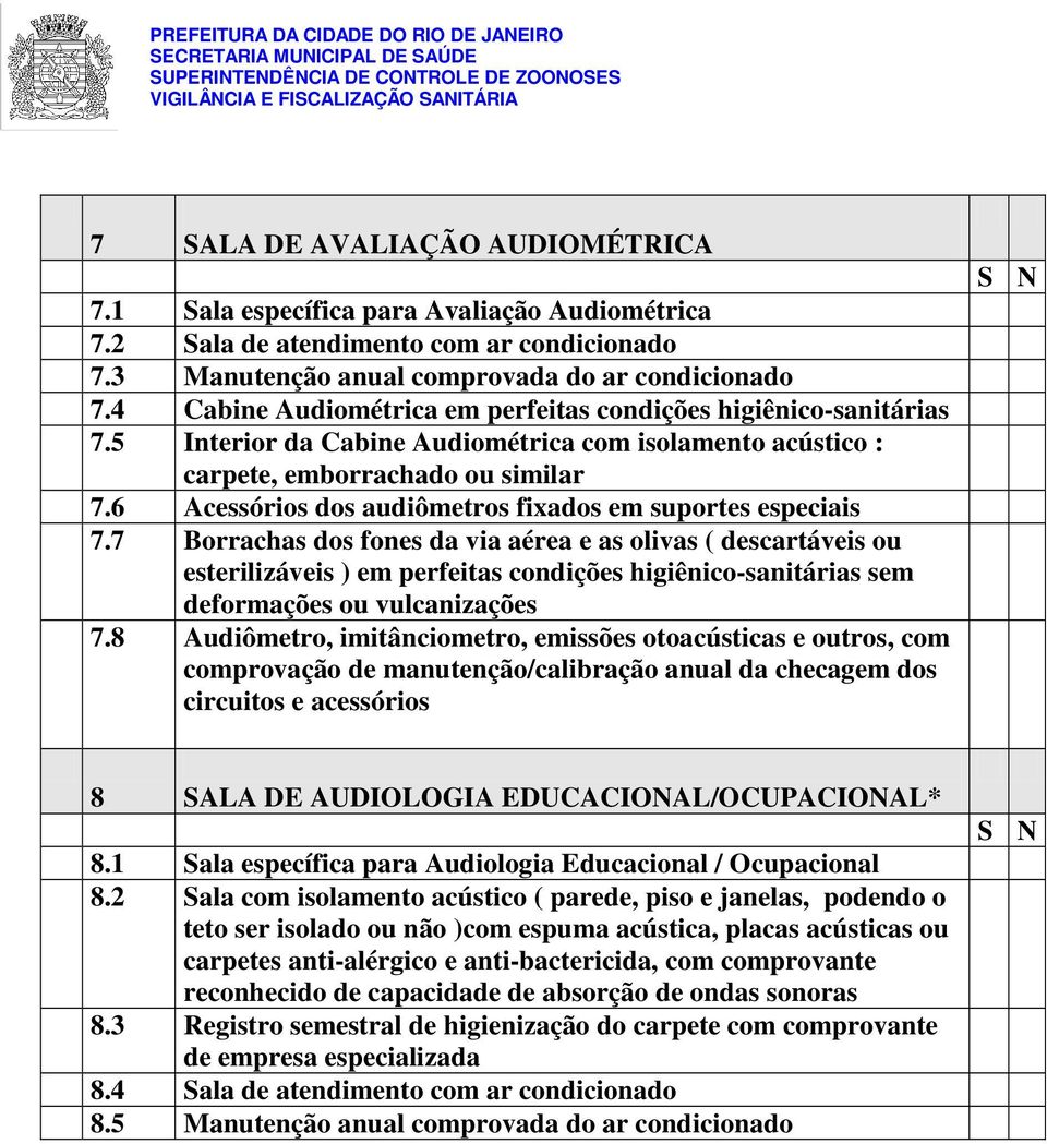 6 Acessórios dos audiômetros fixados em suportes especiais 7.