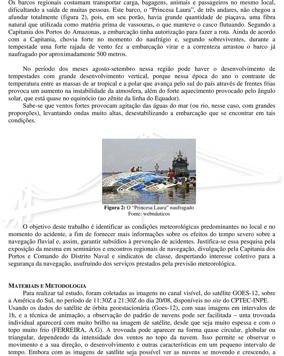 de vassouras, o que manteve o casco flutuando. Segundo a Capitania dos Portos do Amazonas, a embarcação tinha autorização para fazer a rota.