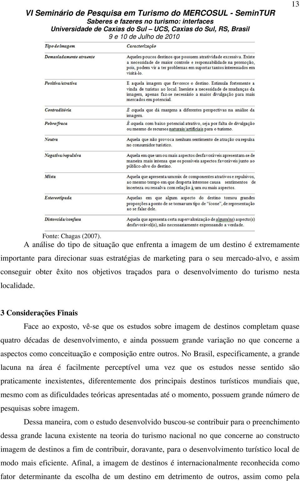 objetivos traçados para o desenvolvimento do turismo nesta localidade.