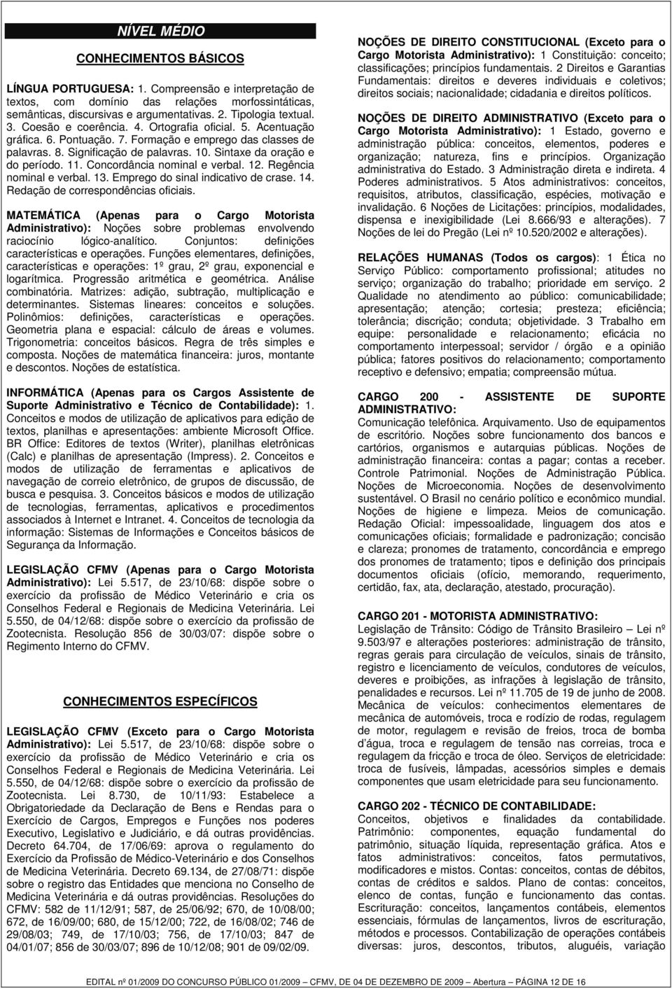 Sintaxe da oração e do período. 11. Concordância nominal e verbal. 12. Regência nominal e verbal. 13. Emprego do sinal indicativo de crase. 14. Redação de correspondências oficiais.