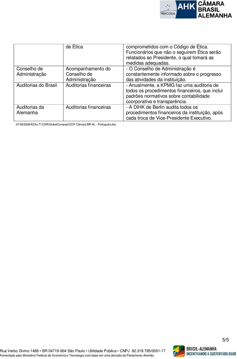 - O Conselho de Administração é constantemente informado sobre o progresso das atividades da instituição.