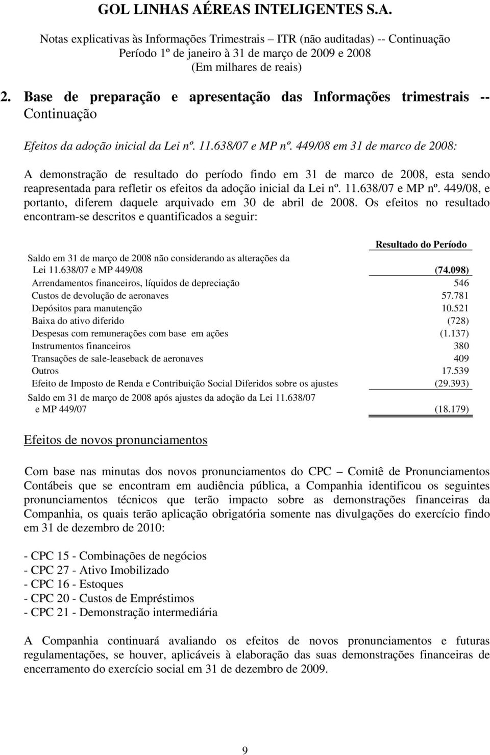 449/08, e portanto, diferem daquele arquivado em 30 de abril de 2008.