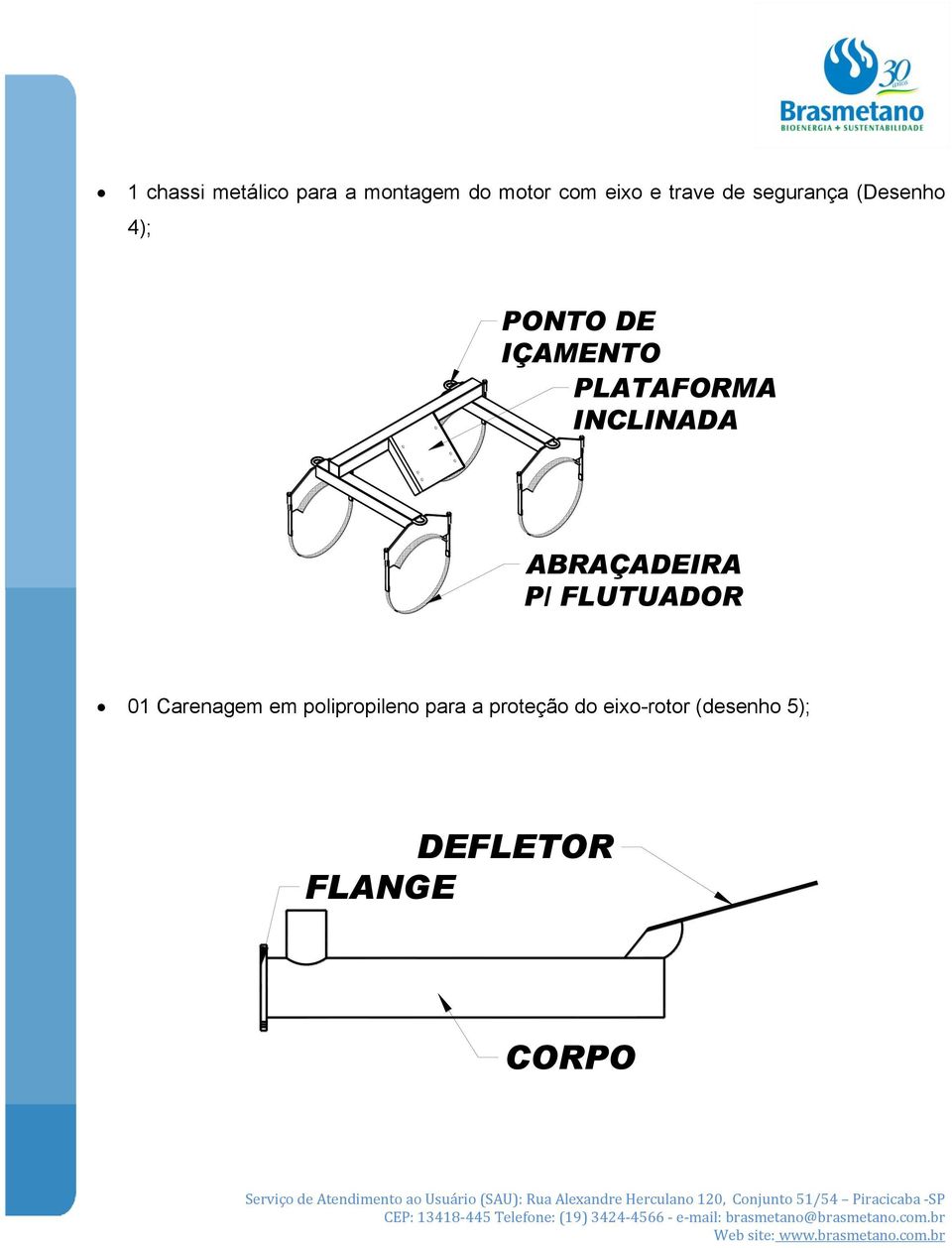 INCLINADA ABRAÇADEIRA P/ FLUTUADOR 01 Carenagem em