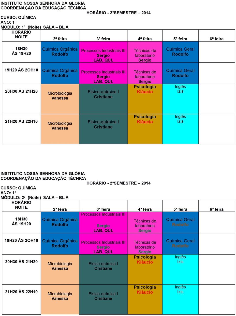 Físico-química I Técnicas de laboratório Inglês Físico-química I Inglês INSTITUTO NOSSA SENHORA DA