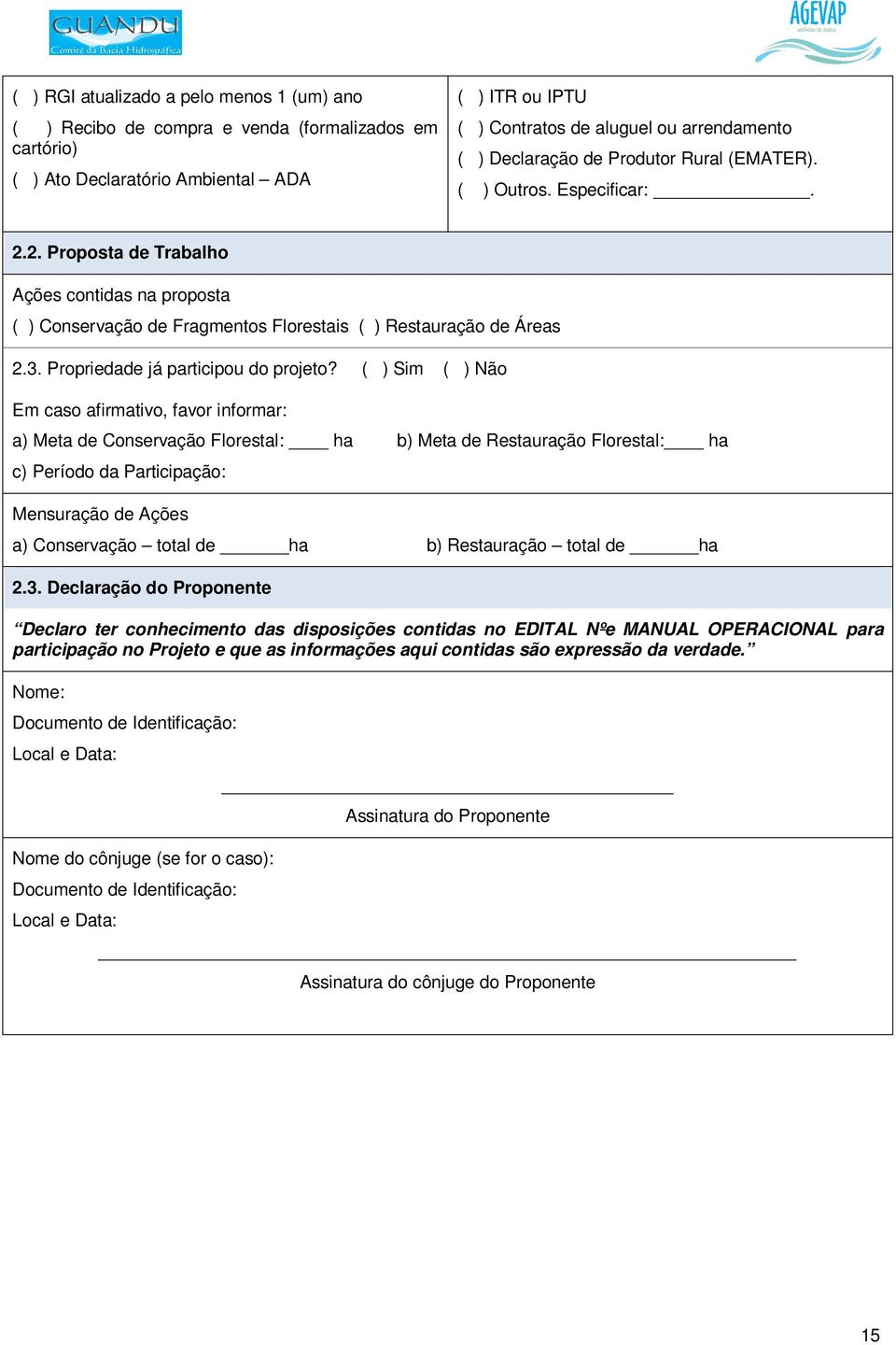 Propriedade já participou do projeto?