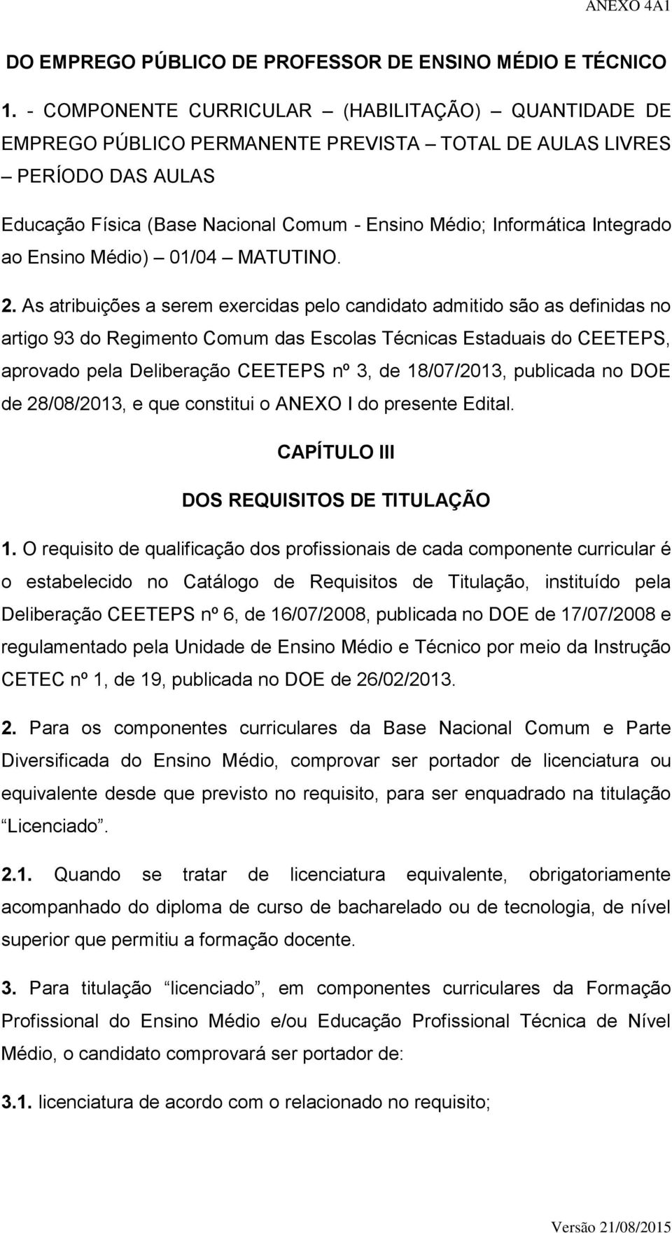 Integrado ao Ensino Médio) 01/04 MATUTINO. 2.