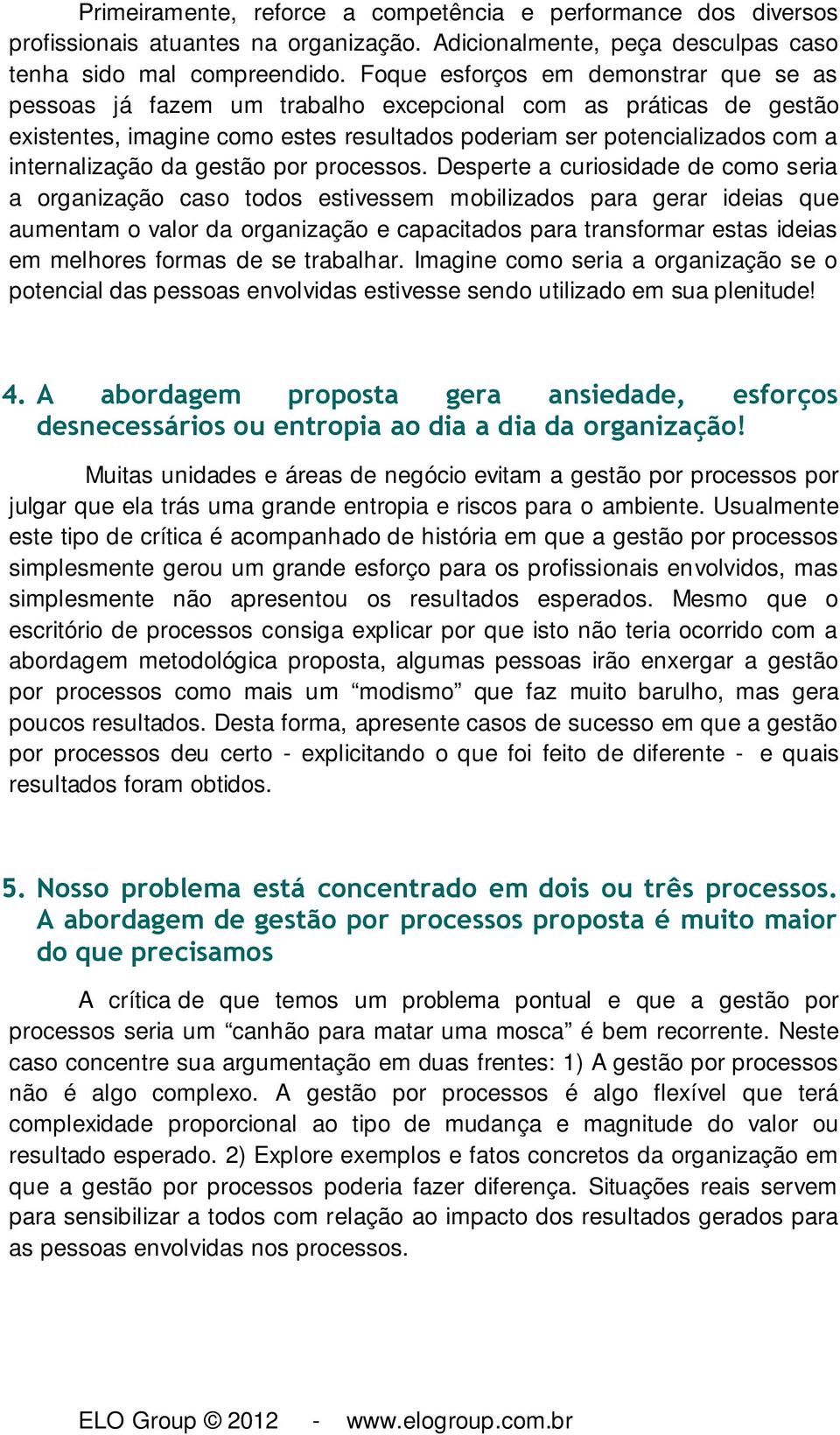 da gestão por processos.