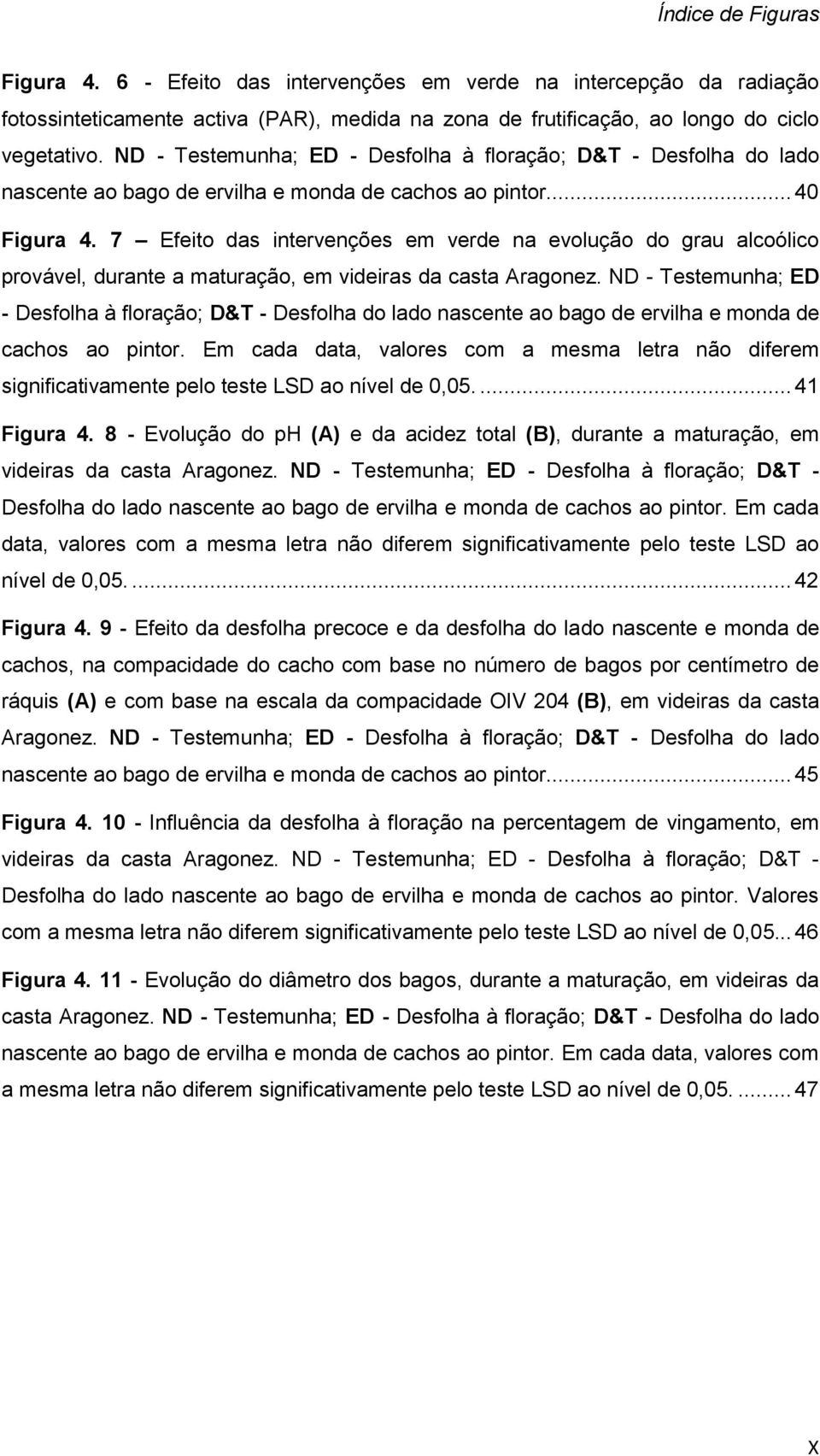 7 Efeito das intervenções em verde na evolução do grau alcoólico provável, durante a maturação, em videiras da casta Aragonez.